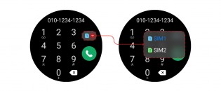 If you have a dual SIM phone, the watch will let you choose which SIM to use when dialing