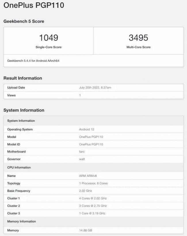 Souped-up OnePlus 10T spotted on Geekbench