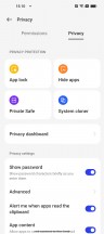 Privacy and security settings and dashboard - ColorOS 13 review