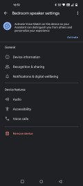 Google Home settings