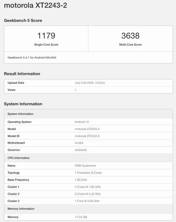 Moto S30 Pro aka Edge 30 Fusion mostra SD888+ no Geekbench