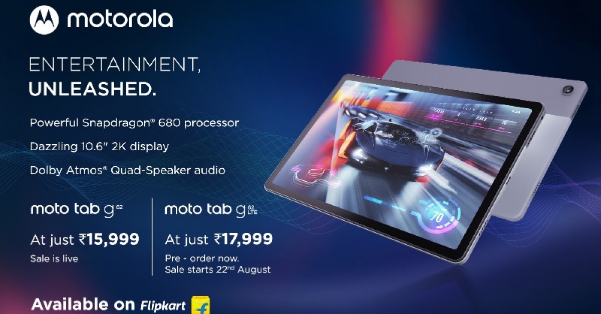Motorola Moto Tab G62 announced: Snapdragon 680, 10.6'' screen, and 7,700 mAh battery