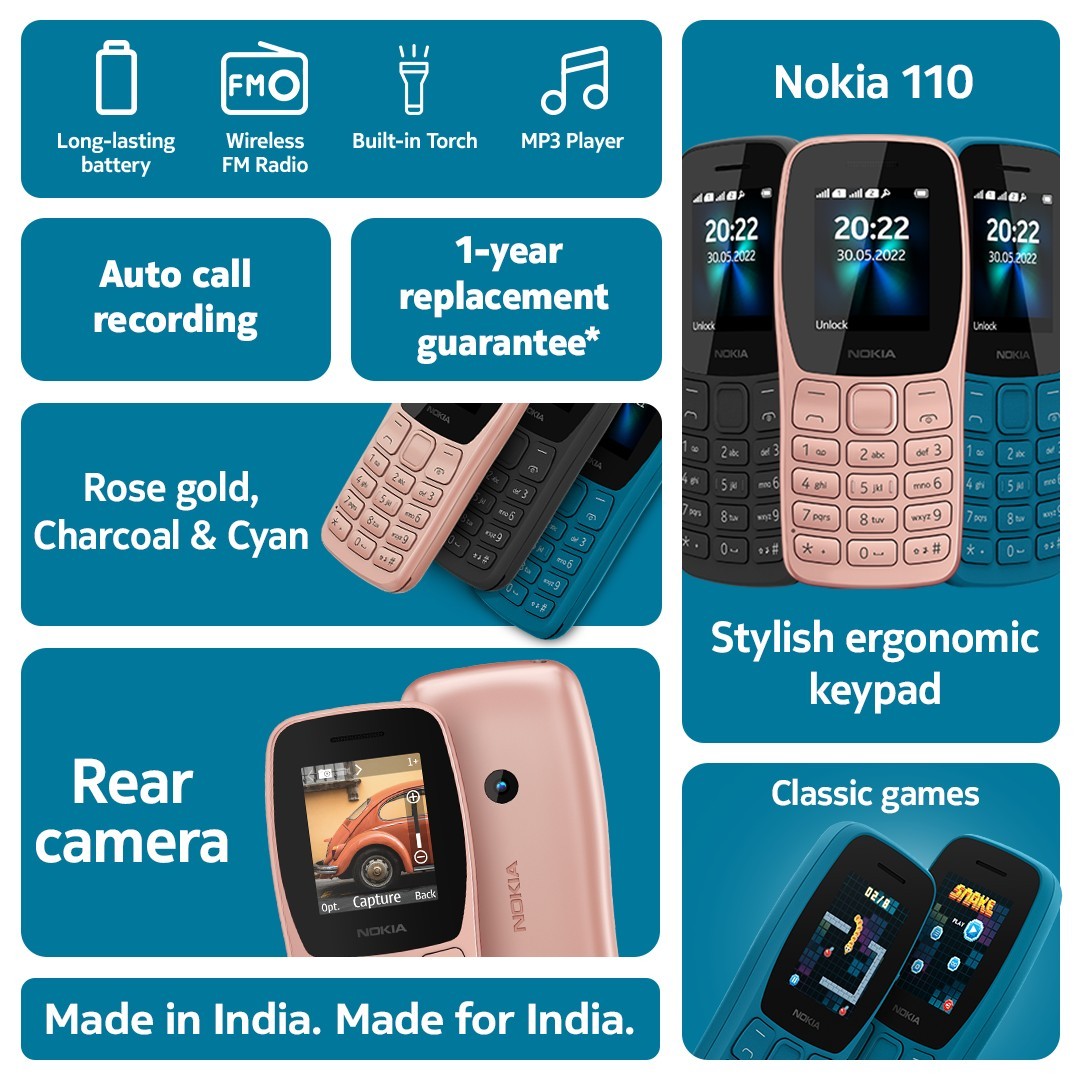 Nokia 110 4G (2022) este un telefon ieftin care face lucrurile de bază, 8210 4G se lansează în India