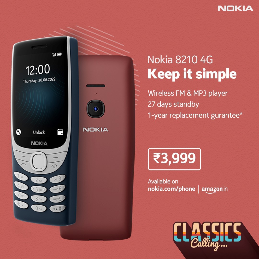 Nokia 110 4G (2022) هو هاتف رخيص يقوم بالأساسيات ، تم إطلاق 8210 4G في الهند
