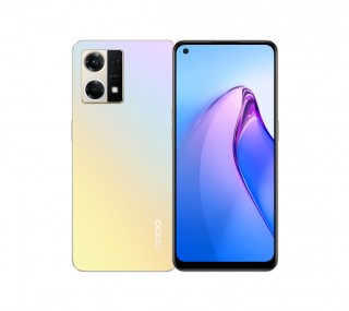 Oppo Reno8 4G in Dawnlight Gold en Starlight Black