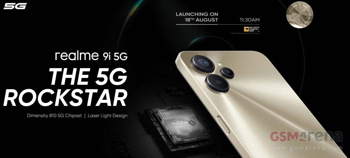 Realme 9i 5G Coming on August 18, Design and Specifications Revealed