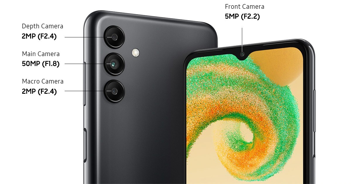 SAMSUNG GALAXY A04S|A triple camera: 50 MP (wide), 2 MP (macro), and 2 MP (depth)