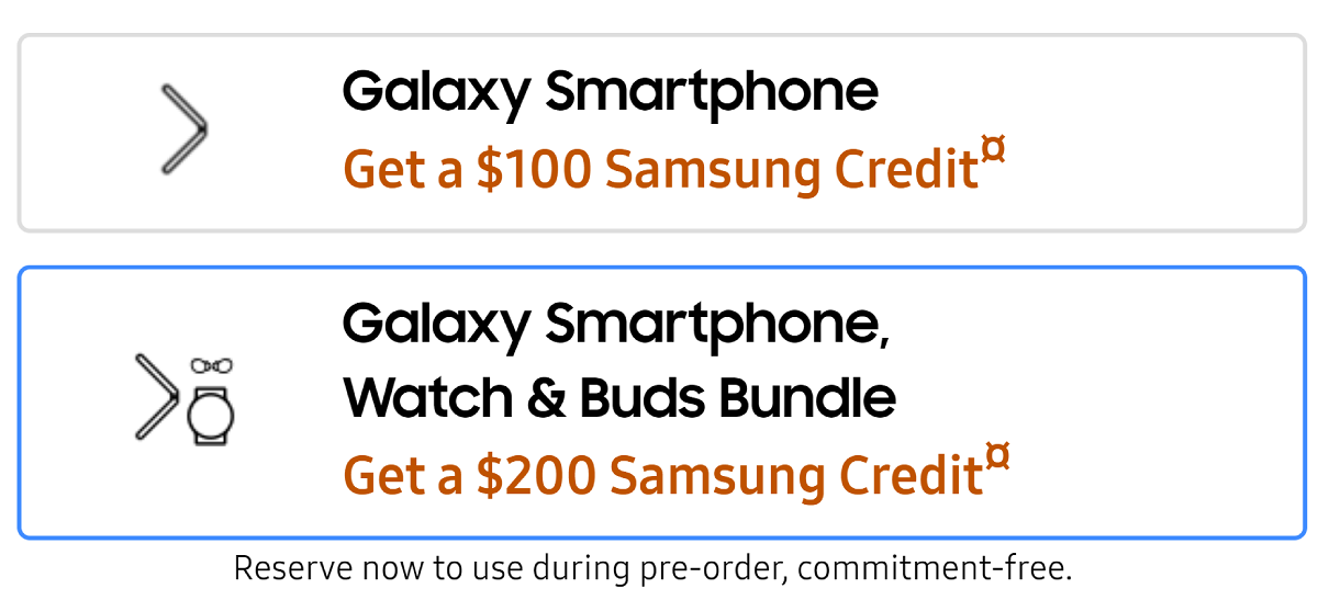 Samsung US offers up to $200 credit if you reserve one of the upcoming foldables and wearables
