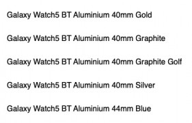 Galaxy Watch5 and Watch5 Pro color options