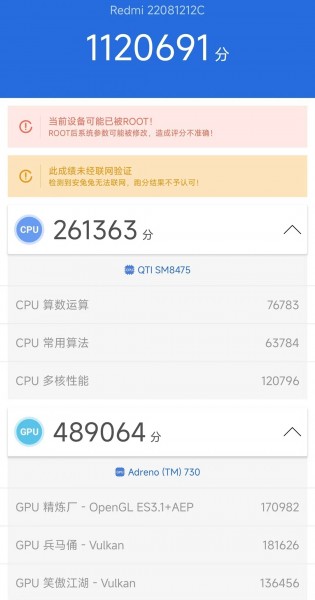 Xiaomi Redmi K50S on AnTuTu
