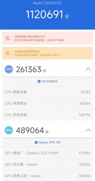 Xiaomi Redmi K50S Pro on AnTuTu