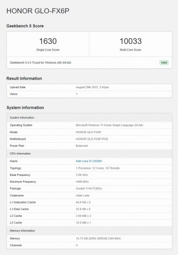 MagicBook 14 2022 Geekbench scores