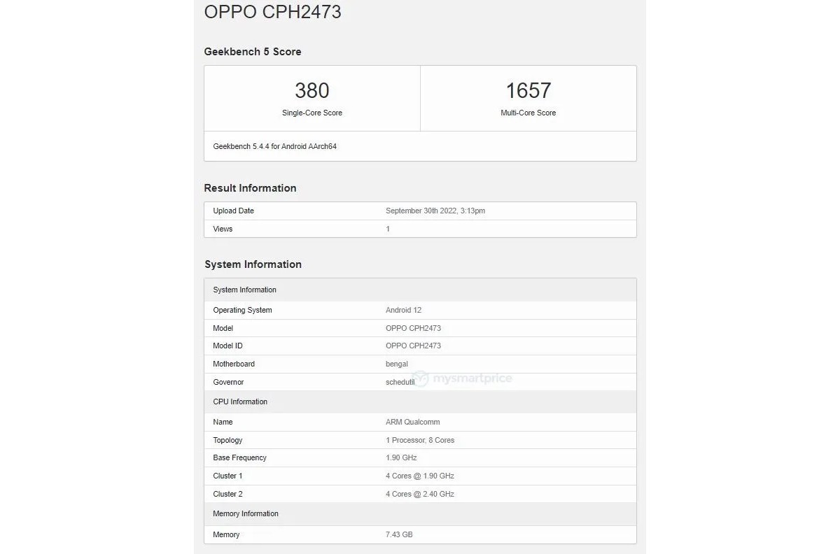 Oppo A77s hangs out at Geekbench prior to its launch in India