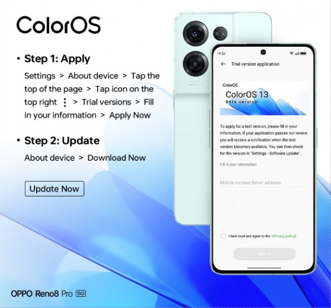 Instructions d'essai de ColorOS 13