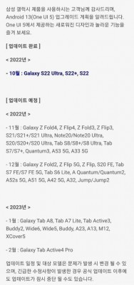 Samsung One UI 5 update timeline