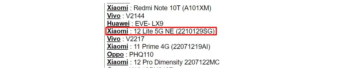 EXCLUSIVE] Xiaomi 12 Lite spotted on IMEI Database 