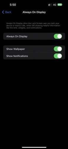 iOS 16.2 Beta 3 AOD options