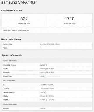 Samsung Galaxy A14 5G with Dimensity 700