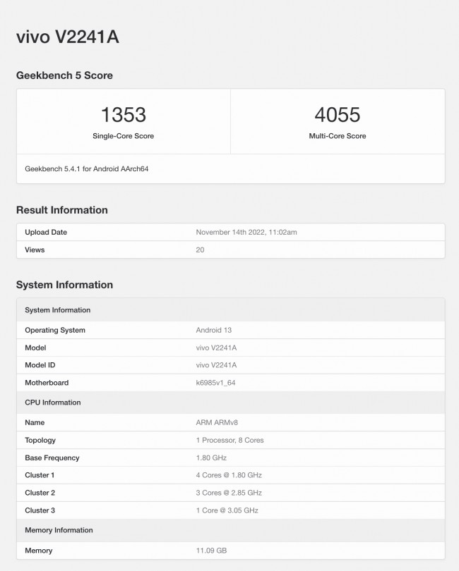 vivo X90 on Geekbench