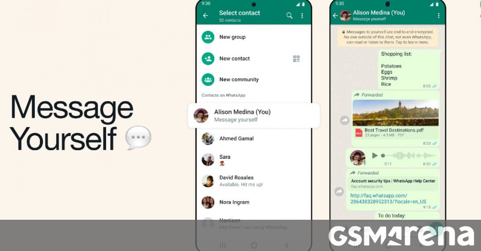 WhatsApp starts rolling out Message Yourself featureGSMArena.com news