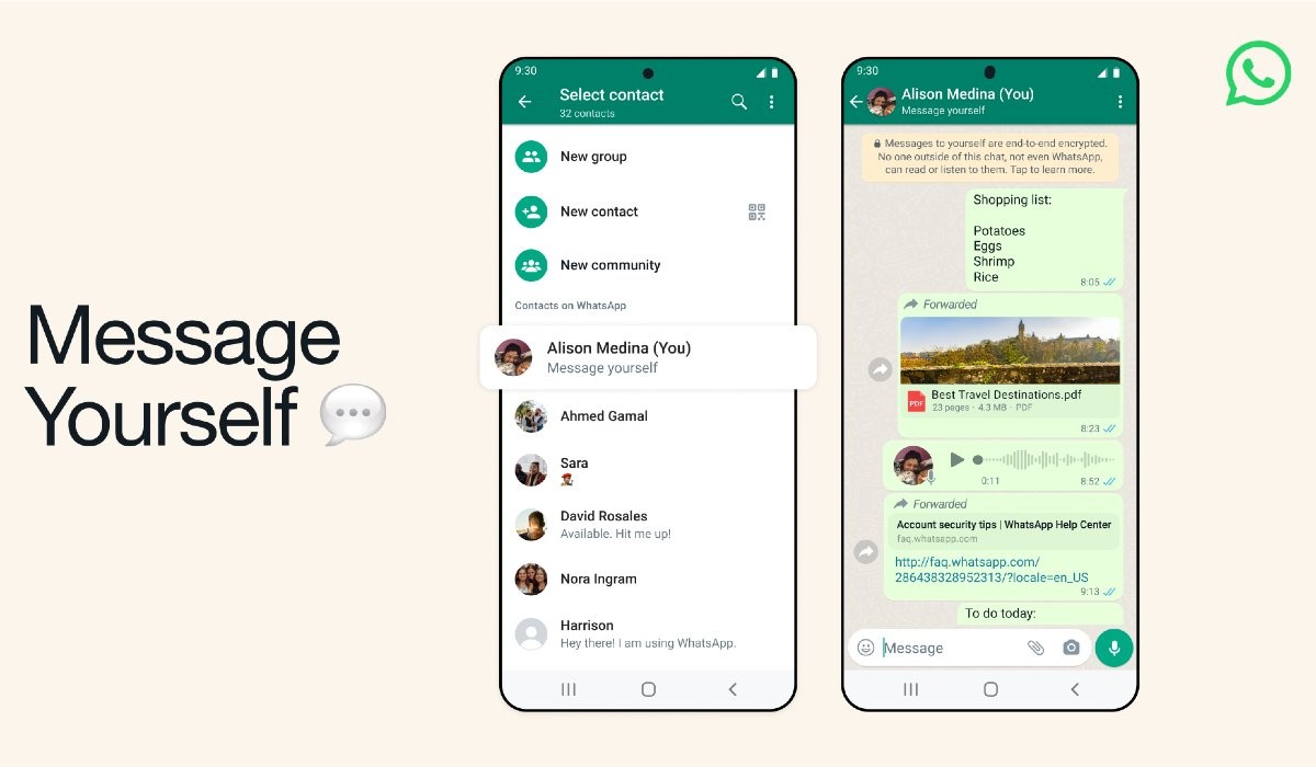 WhatsApp starts rolling out Message Yourself feature - GSMArena ...