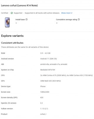  Lenovo K14 Note