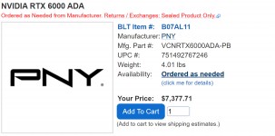 Nvidia RTX 6000 (Ada) at CompSource