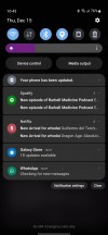 Home screen, notification shade, settings menu