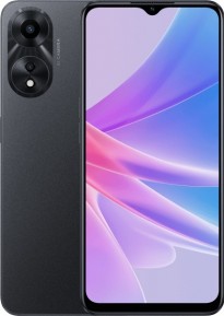 Oppo A58x in black, blue and purple