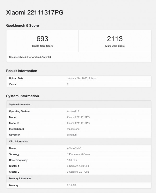 Poco X5 appears on Geekbench with Snapdragon 695 chipset