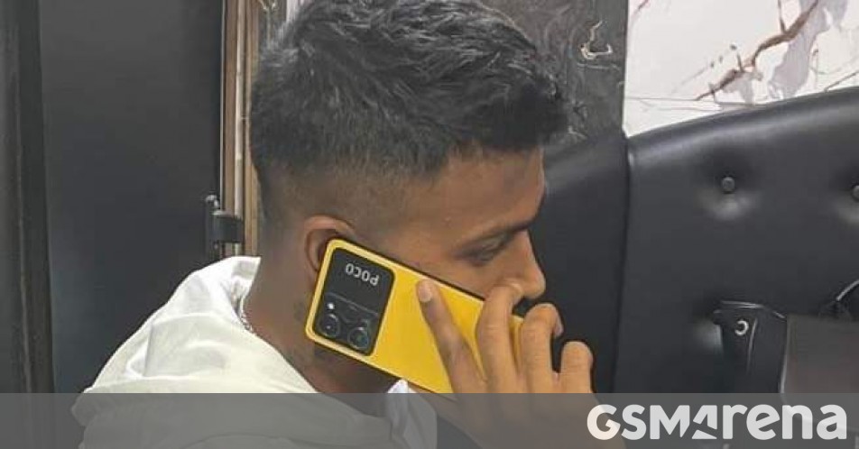 Here's the upcoming Poco X5 in cricketer Hardik Pandya's hand