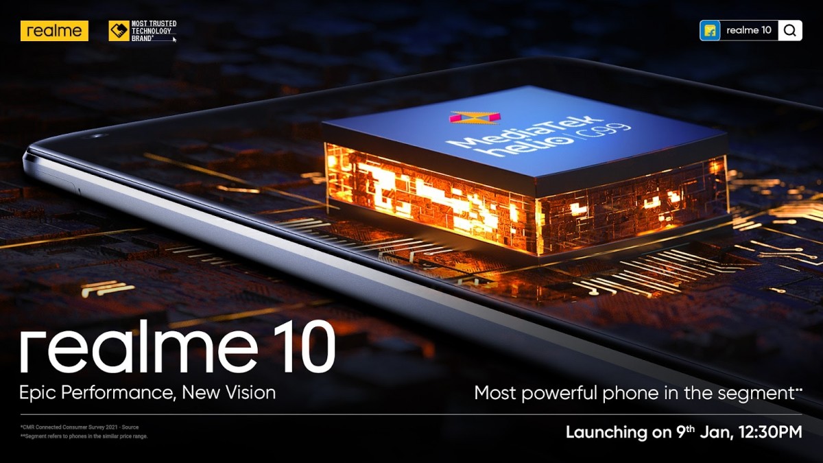 Realme 10 در تاریخ 9 ژانویه در هند عرضه می شود