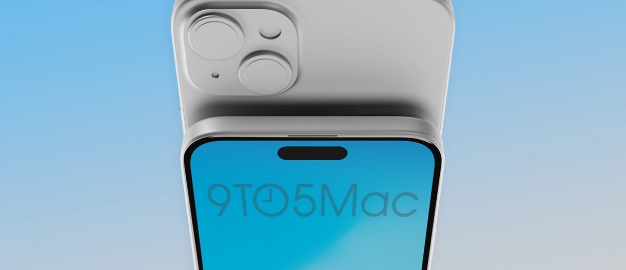CAD-gebaseerd Apple iPhone 15 Plus-oppervlak met Dynamic Island- en USB-C-weergave