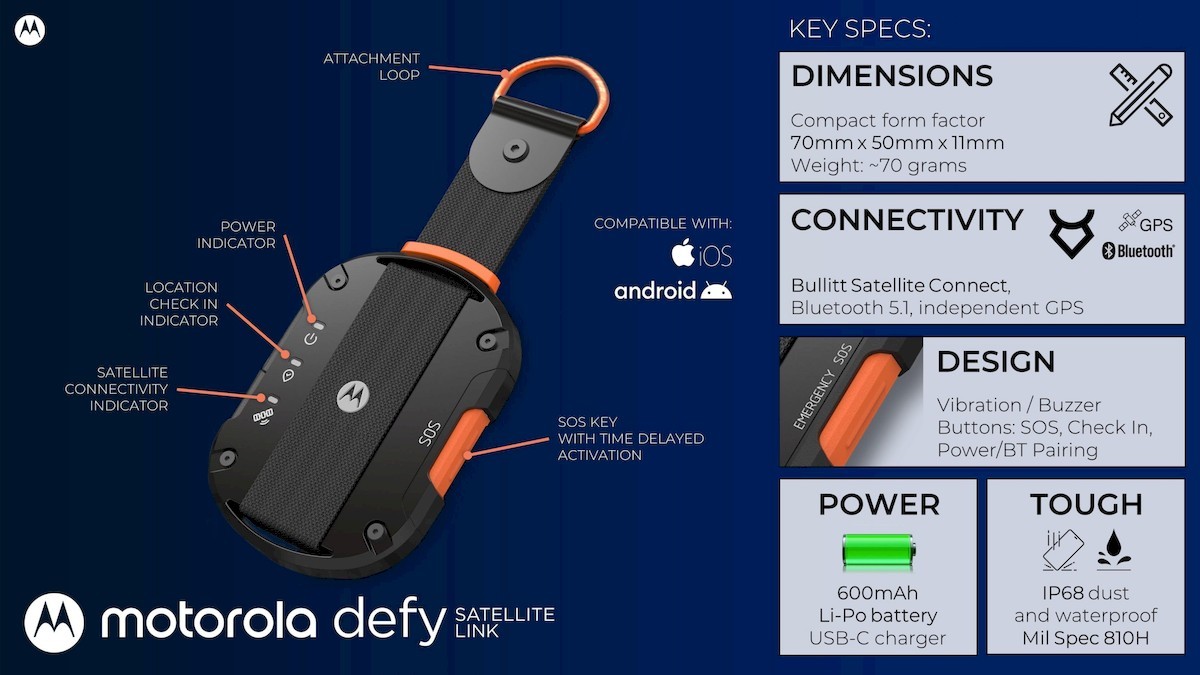 Motorola Defy 2 rugged phone, Defy Satellite Link device unveiled with 2-way satellite messaging,