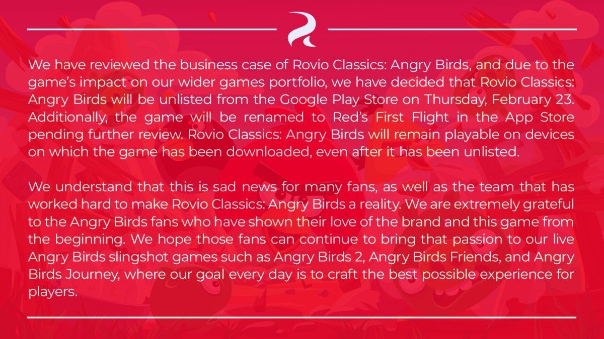 Kết thúc một kỷ nguyên: Trò chơi Angry Birds gốc sẽ bị xóa khỏi Play Store vào ngày 23 tháng 2