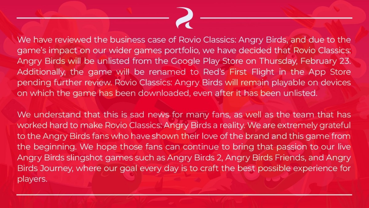 End of an era: Original Angry Birds game will be delisted from Play Store  on February 23 - GSMArena.com news