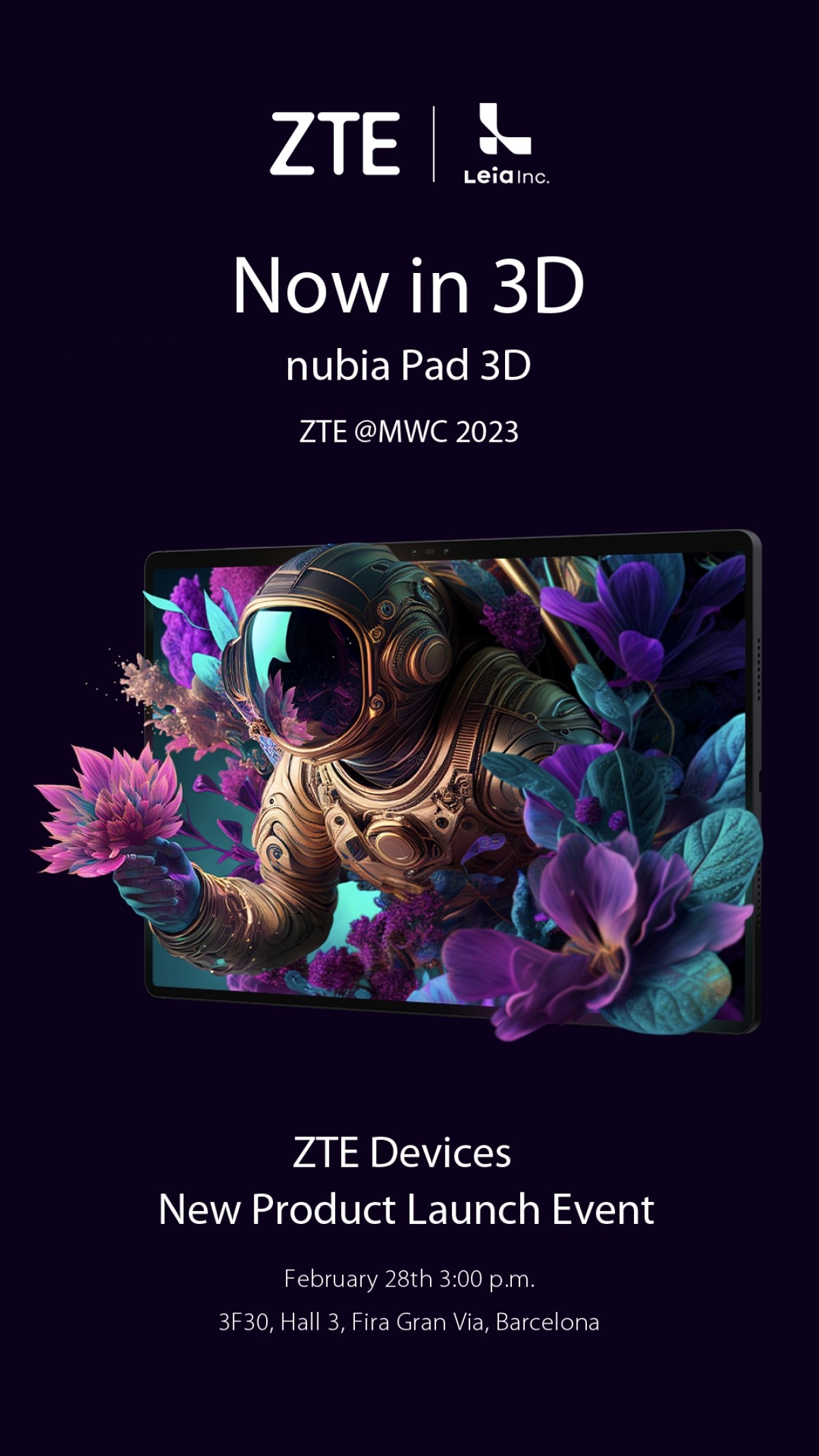اخبارZTE Nubia Pad 3D در رویداد MWC 28 فوریه عرضه می شود