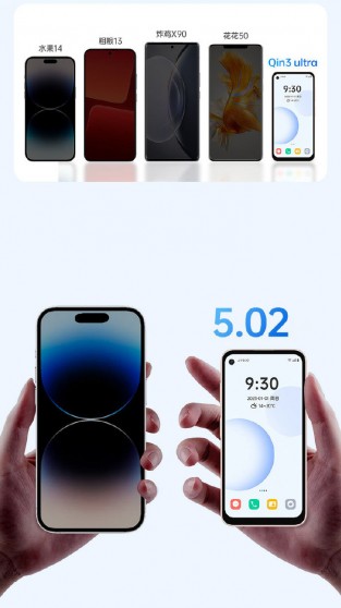 Qin 3 Ultra rất nhỏ so với hầu hết các điện thoại thông minh và có ba tùy chọn màu sắc