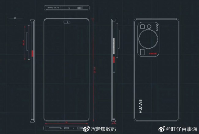A schematic that allegedly shows the Huawei P60 Pro design