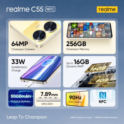 Realme C55 با مینی کپسول شبیه جزیره دینامیک اپل معرفی شد
