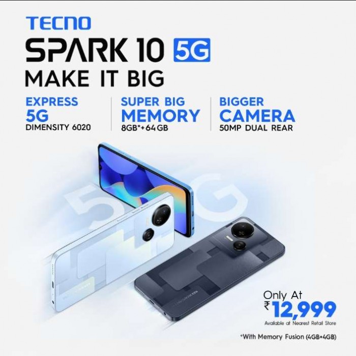 Tecno Spark 10 5G arrive en Inde, à partir de 12 999 INR