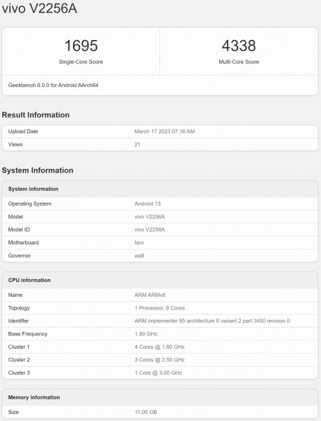 vivo X Flip pops up on Geekbench