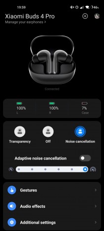 Screenshot from the Xiaomi Earbuds app
