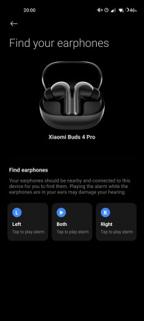 Screenshot from the Xiaomi Earbuds app