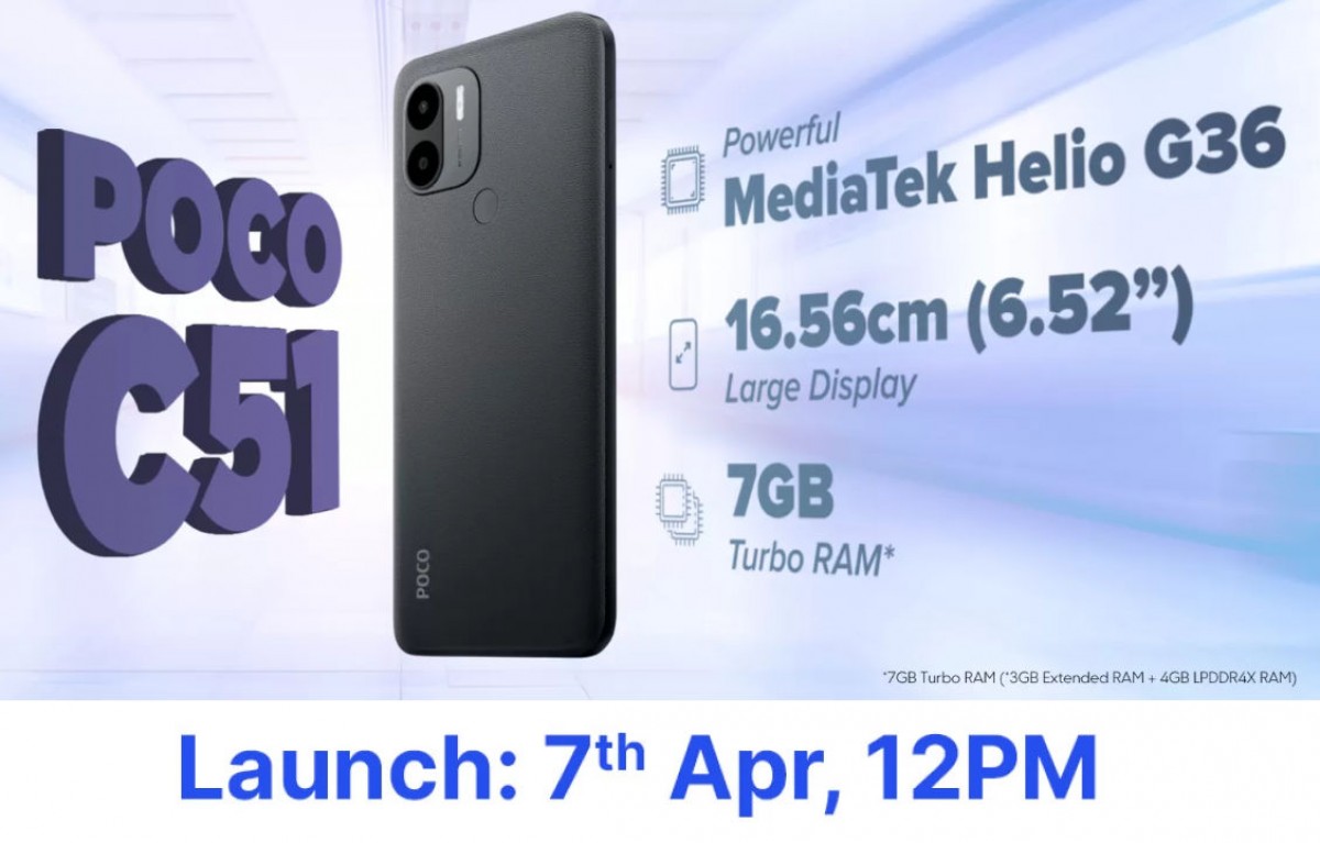 Poco C51 set to launch on April 7