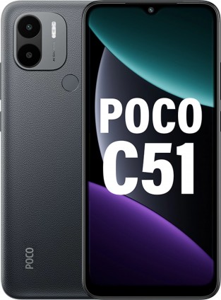 Poco C51 in Power Black and Royal Blue