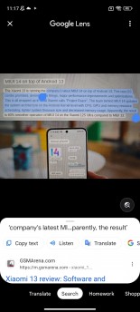 MIUI’s text recognition vs. Google Lens