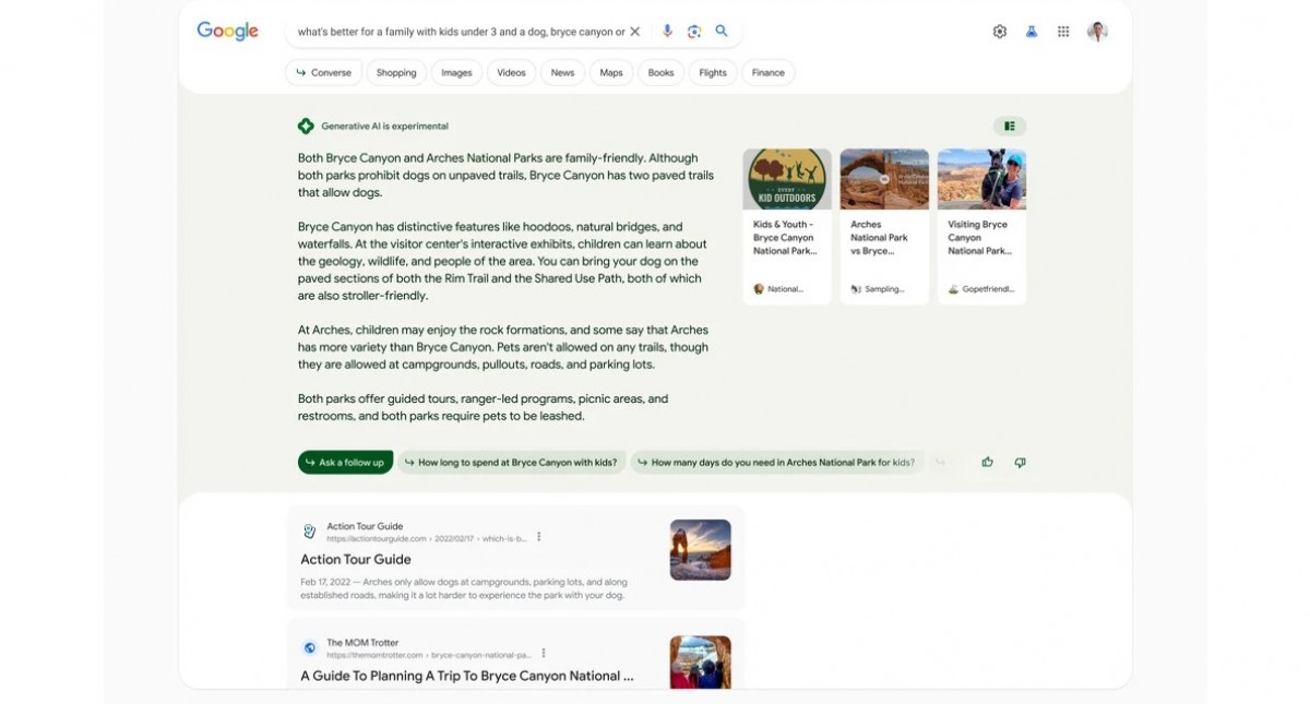 Google experiments with AI in search