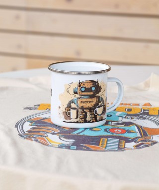 Our Robot enamel coffee mug
