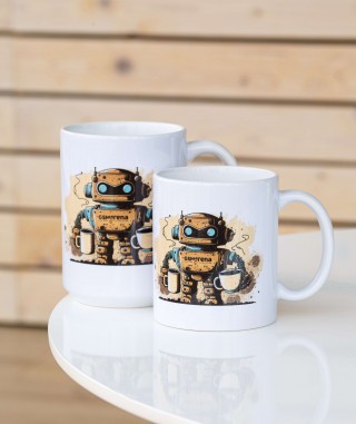 Robot coffee mug in 11oz and 15oz sizes